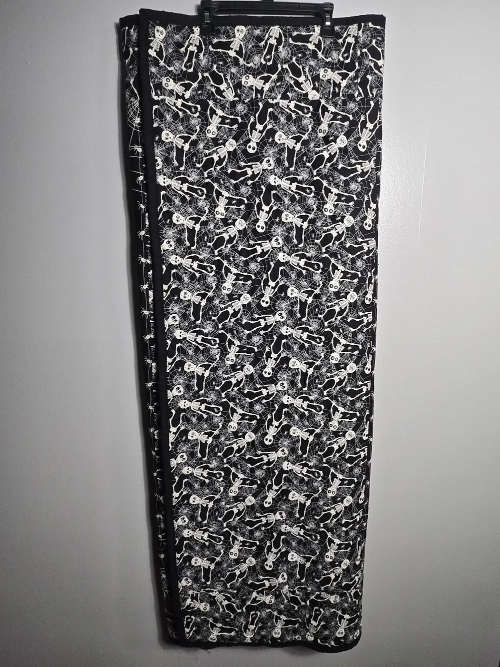 Halloween Glow In The Dark Quilted Throw Blanket Skeleton Spiderweb Handmade
